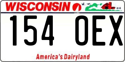 WI license plate 154OEX