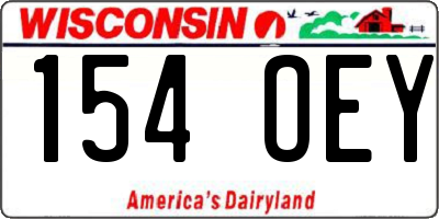 WI license plate 154OEY