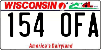 WI license plate 154OFA
