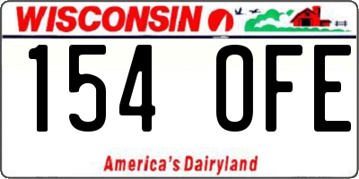 WI license plate 154OFE