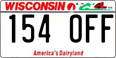 WI license plate 154OFF