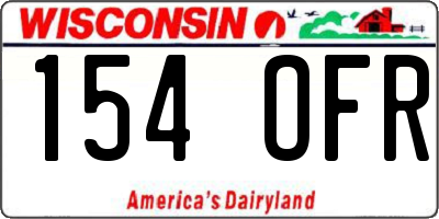 WI license plate 154OFR