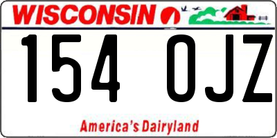 WI license plate 154OJZ