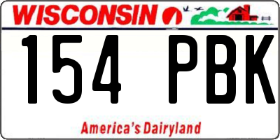 WI license plate 154PBK