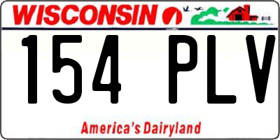 WI license plate 154PLV
