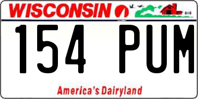 WI license plate 154PUM