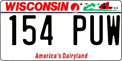 WI license plate 154PUW