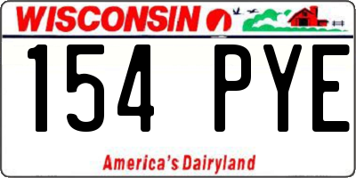 WI license plate 154PYE