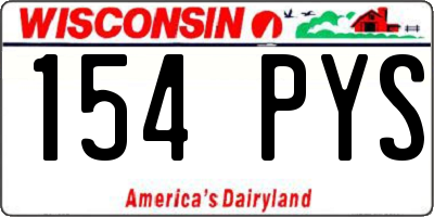 WI license plate 154PYS