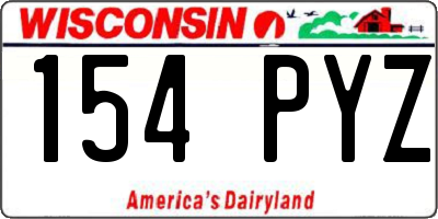 WI license plate 154PYZ