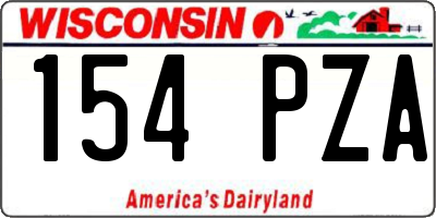 WI license plate 154PZA