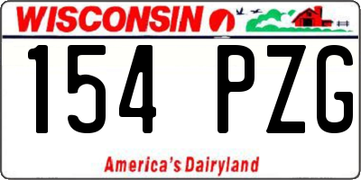 WI license plate 154PZG