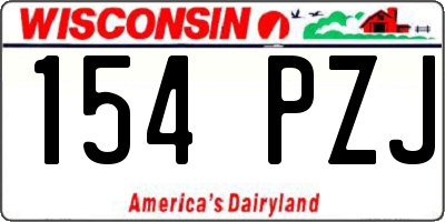 WI license plate 154PZJ