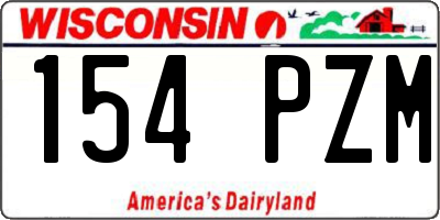 WI license plate 154PZM