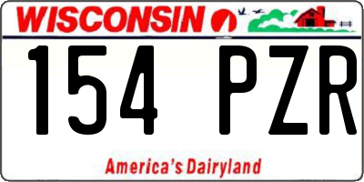 WI license plate 154PZR