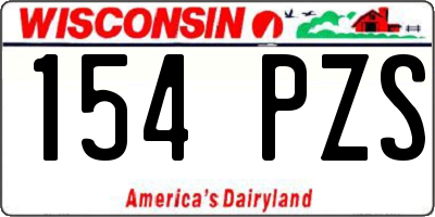 WI license plate 154PZS