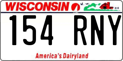 WI license plate 154RNY