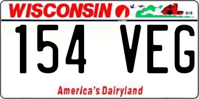 WI license plate 154VEG