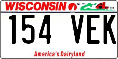 WI license plate 154VEK