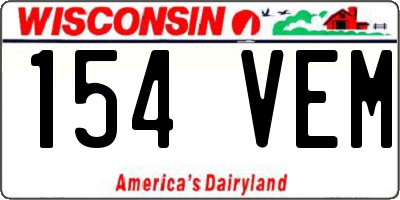 WI license plate 154VEM