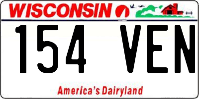 WI license plate 154VEN