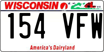 WI license plate 154VFW