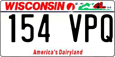 WI license plate 154VPQ