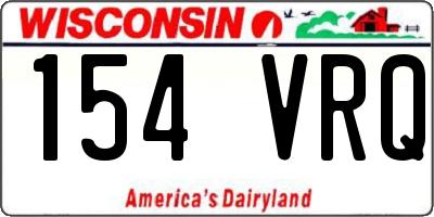 WI license plate 154VRQ