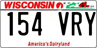 WI license plate 154VRY
