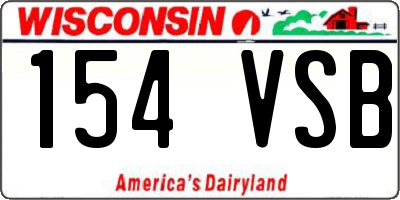 WI license plate 154VSB
