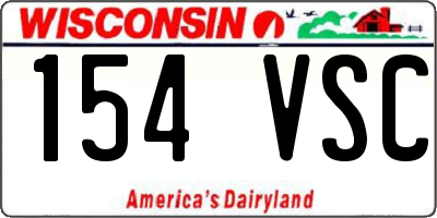 WI license plate 154VSC