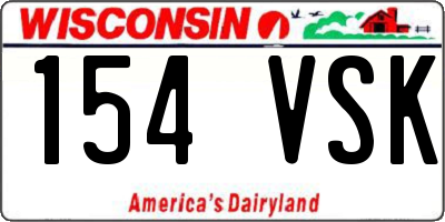 WI license plate 154VSK