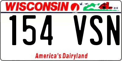 WI license plate 154VSN