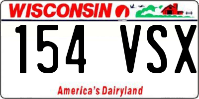WI license plate 154VSX