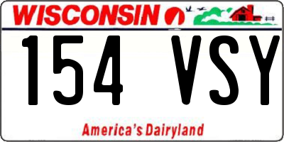 WI license plate 154VSY