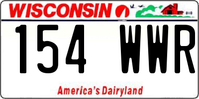WI license plate 154WWR