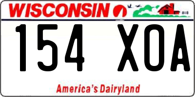 WI license plate 154XOA