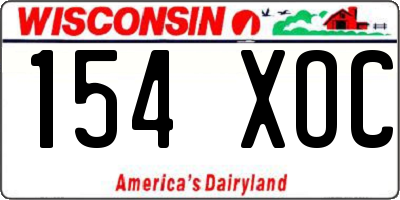 WI license plate 154XOC