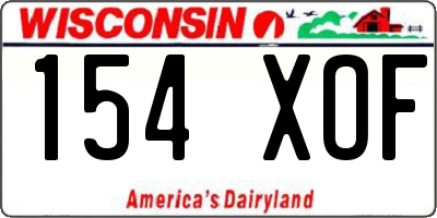 WI license plate 154XOF