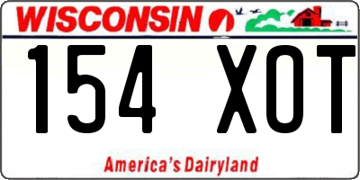 WI license plate 154XOT