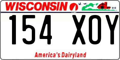 WI license plate 154XOY
