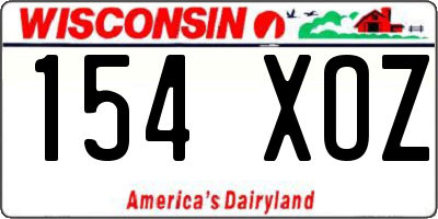 WI license plate 154XOZ