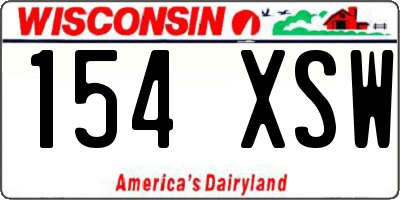 WI license plate 154XSW