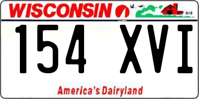 WI license plate 154XVI