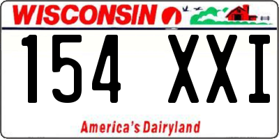 WI license plate 154XXI