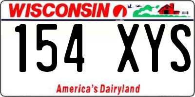 WI license plate 154XYS