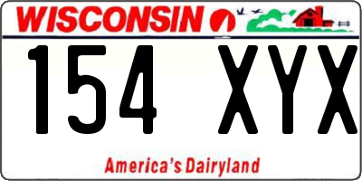 WI license plate 154XYX