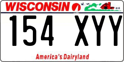 WI license plate 154XYY