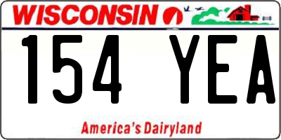 WI license plate 154YEA