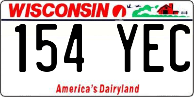 WI license plate 154YEC